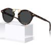 imageCARFIA Double Bridge Acetate Polarized Sunglasses for Men UV Protection Retro Cool Male Eyewears Metal Brow Round Sunnies4 Tortoise Frame Grey Lens
