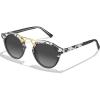 imageCARFIA Double Bridge Acetate Polarized Sunglasses for Men UV Protection Retro Cool Male Eyewears Metal Brow Round Sunnies7 Marbled Tortoise Frame Gradient Grey Lens