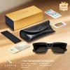 imageCARFIA Rectangle Polarized Sunglasses for Men  Beveled Retro Design UV400 Protection CA60271 Black Frame Gray Gradient Lenses