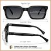 imageCARFIA Rectangle Polarized Sunglasses for Men  Beveled Retro Design UV400 Protection CA60271 Black Frame Gray Gradient Lenses