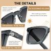 imageCARFIA Rectangle Polarized Sunglasses for Men  Beveled Retro Design UV400 Protection CA602721 Clear Blue Gray Frame Gray Gradient Lenses
