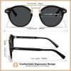 imageCARFIA Retro Acetate Small Face Polarized Sunglasses for Men Women Trendy Metal Double Bridge Round Sun Glasses CA3399L1 Black Frame Gray Lenses