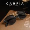 imageCARFIA Retro Acetate Small Face Polarized Sunglasses for Men Women Trendy Metal Double Bridge Round Sun Glasses CA3399L1 Black Frame Gray Lenses