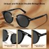 imageCARFIA Retro Acetate Small Face Polarized Sunglasses for Men Women Trendy Metal Double Bridge Round Sun Glasses CA3399L1 Black Frame Gray Lenses