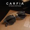 imageCARFIA Retro Acetate Small Face Polarized Sunglasses for Men Women Trendy Metal Double Bridge Round Sun Glasses CA3399L2 Tortoise Frame Gray Lenses