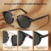 imageCARFIA Retro Acetate Small Face Polarized Sunglasses for Men Women Trendy Metal Double Bridge Round Sun Glasses CA3399L2 Tortoise Frame Gray Lenses