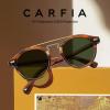 imageCARFIA Retro Acetate Small Face Polarized Sunglasses for Men Women Trendy Metal Double Bridge Round Sun Glasses CA3399L31 Brown Striped Frame Green Lenses