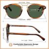imageCARFIA Retro Acetate Small Face Polarized Sunglasses for Men Women Trendy Metal Double Bridge Round Sun Glasses CA3399L31 Brown Striped Frame Green Lenses