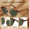 imageCARFIA Retro Acetate Small Face Polarized Sunglasses for Men Women Trendy Metal Double Bridge Round Sun Glasses CA3399L31 Brown Striped Frame Green Lenses