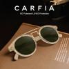 imageCARFIA Retro Acetate Small Face Polarized Sunglasses for Men Women Trendy Metal Double Bridge Round Sun Glasses CA3399L32 Clear Tea Frame Green Lenses