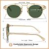 imageCARFIA Retro Acetate Small Face Polarized Sunglasses for Men Women Trendy Metal Double Bridge Round Sun Glasses CA3399L32 Clear Tea Frame Green Lenses