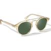 imageCARFIA Retro Acetate Small Face Polarized Sunglasses for Men Women Trendy Metal Double Bridge Round Sun Glasses CA3399L32 Clear Tea Frame Green Lenses