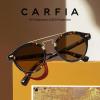 imageCARFIA Retro Acetate Small Face Polarized Sunglasses for Men Women Trendy Metal Double Bridge Round Sun Glasses CA3399L5 Tortoise Frame Brown Lenses
