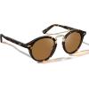 imageCARFIA Retro Acetate Small Face Polarized Sunglasses for Men Women Trendy Metal Double Bridge Round Sun Glasses CA3399L5 Tortoise Frame Brown Lenses