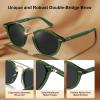 imageCARFIA Retro Acetate Small Face Polarized Sunglasses for Men Women Trendy Metal Double Bridge Round Sun Glasses CA3399L6 Crystal Green Frame Gray Lenses