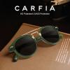 imageCARFIA Retro Acetate Small Face Polarized Sunglasses for Men Women Trendy Metal Double Bridge Round Sun Glasses CA3399L6 Crystal Green Frame Gray Lenses