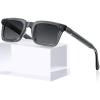 imageCARFIA Rectangle Polarized Sunglasses for Men  Beveled Retro Design UV400 Protection CA602721 Clear Blue Gray Frame Gray Gradient Lenses
