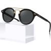 imageCARFIA Retro Acetate Small Face Polarized Sunglasses for Men Women Trendy Metal Double Bridge Round Sun Glasses CA3399L1 Black Frame Gray Lenses