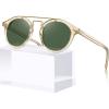 imageCARFIA Retro Acetate Small Face Polarized Sunglasses for Men Women Trendy Metal Double Bridge Round Sun Glasses CA3399L32 Clear Tea Frame Green Lenses