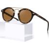 imageCARFIA Retro Acetate Small Face Polarized Sunglasses for Men Women Trendy Metal Double Bridge Round Sun Glasses CA3399L5 Tortoise Frame Brown Lenses