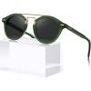 imageCARFIA Retro Acetate Small Face Polarized Sunglasses for Men Women Trendy Metal Double Bridge Round Sun Glasses CA3399L6 Crystal Green Frame Gray Lenses