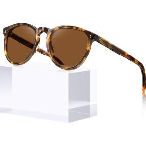 imageCARFIA Acetate Polarized Sunglasses for Women Trendy Retro SunniesR2 Tortoise Frame Brown Lenses