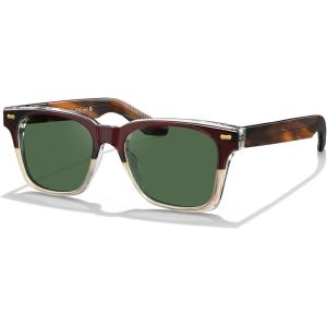 imageCARFIA Thick Square Polarized Sunglasses Men Retro 90s Style Vintage UV400 Protection Sun GlassB2brown Frame Green Lens