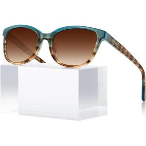 image:imageCARFIA Designer Acetate Womens Polarized Sunglasses Fit Most Face Shapes Trendy Shades UV Protection Hypoallergenic Handmade1 Bluebrown Floral Frame Gradient Brown Lens