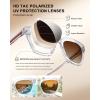 image:imageCARFIA Acetate Polarized Sunglasses for Women UV400 Protection Trendy Cat Eye Shades Designer Sun Glasses CA3005F3 Clear White Frame Gradient Brown Lenses