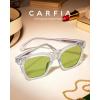 image:imageCARFIA Acetate Polarized Sunglasses for Women UV400 Protection Trendy Cat Eye Shades Designer Sun Glasses CA3005F4 Clear White Frame Green Lenses