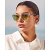image:imageCARFIA Acetate Polarized Sunglasses for Women UV400 Protection Trendy Cat Eye Shades Designer Sun Glasses CA3005F4 Clear White Frame Green Lenses