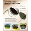 image:imageCARFIA Classic Polarized Sunglasses for Men UV400 Protection Flexible Acetate Shades with Core Wire Design CA31238D Clear Tea Frame Green Lenses