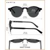 image:imageCARFIA Retro Round Polarized Sunglasses For Men Acetate SemiRimless Frames Driving Sun Glasses UV 400 Protection1 Black Frame Grey Lens