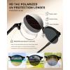 image:imageCARFIA Retro Round Polarized Sunglasses For Men Acetate SemiRimless Frames Driving Sun Glasses UV 400 Protection1 Black Frame Grey Lens