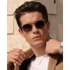 image:imageCARFIA Retro Round Polarized Sunglasses For Men Acetate SemiRimless Frames Driving Sun Glasses UV 400 Protection3 Striped Frame Tea Lens
