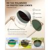 image:imageCARFIA Retro Round Polarized Sunglasses For Men Acetate SemiRimless Frames Driving Sun Glasses UV 400 Protection5 Tea Frame Green Lens