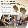 image:imageCARFIA Retro Round Polarized Sunglasses for Women UV Protection Acetate Arms Metal Frame Driving GlassesC Brown Tortoise Frame  Brown Gradient Lens