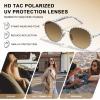 image:imageCARFIA Retro Round Polarized Sunglasses for Women UV Protection Acetate Arms Metal Frame Driving GlassesCheckered Frame  Brown Gradient Lens