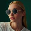 image:imageCARFIA Retro Round Polarized Sunglasses for Women UV Protection Acetate Arms Metal Frame Driving GlassesD Checkered Frame  Grey Gradient Lens