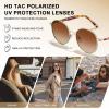 image:imageCARFIA Retro Round Polarized Sunglasses for Women UV Protection Acetate Arms Metal Frame Driving GlassesE Tortoise Frame  Brown Gradient Lens