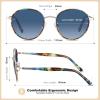 image:imageCARFIA Retro Round Polarized Sunglasses for Women UV Protection Acetate Arms Metal Frame Driving GlassesF Blue Tortoise Frame  Blue Gradient Lens