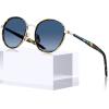 image:imageCARFIA Retro Round Polarized Sunglasses for Women UV Protection Acetate Arms Metal Frame Driving GlassesF Blue Tortoise Frame  Blue Gradient Lens
