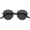 image:imageCARFIA Retro Round Polarized Sunglasses for Women UV Protection Acetate Arms Metal Frame Driving GlassesH Black Frame  Grey Lens