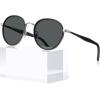 image:imageCARFIA Retro Round Polarized Sunglasses for Women UV Protection Acetate Arms Metal Frame Driving GlassesH Black Frame  Grey Lens