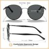 image:imageCARFIA Retro Round Polarized Sunglasses for Women UV Protection Acetate Arms Metal Frame Driving GlassesH Black Frame  Grey Lens