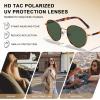 image:imageCARFIA Retro Round Polarized Sunglasses for Women UV Protection Acetate Arms Metal Frame Driving GlassesI Tortoise Frame  Green Lens