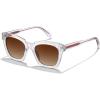 image:imageCARFIA Acetate Polarized Sunglasses for Women UV400 Protection Trendy Cat Eye Shades Designer Sun Glasses CA3005F3 Clear White Frame Gradient Brown Lenses