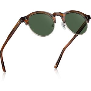 image:imageCARFIA Retro Round Polarized Sunglasses For Men Acetate SemiRimless Frames Driving Sun Glasses UV 400 Protection2 Green Lens