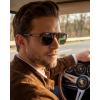 image:imageCARFIA Polarized Sunglasses for Men UV400 Protection  Pilot Design Acetate Sun Glasses for Driving Fishing Outdoor CA53551 Brown Striped Frame Green Lens