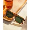 image:imageCARFIA Polarized Sunglasses for Men UV400 Protection  Pilot Design Acetate Sun Glasses for Driving Fishing Outdoor CA53551 Brown Striped Frame Green Lens